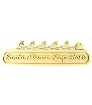 Laser cut 'Santa Please Stop Here' 3D Large Street Signs with Crown - 6mm - Curved Corners - 800mm Width